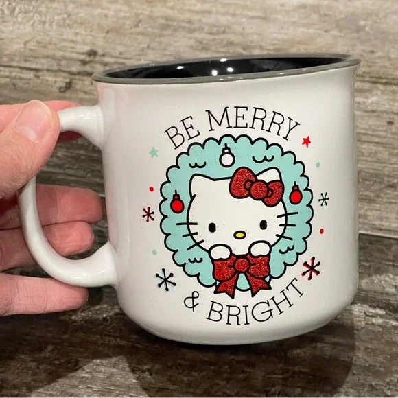 Sanrio Hello Kitty "Be Merry and Bright" Ceramic Camper Mug NEW - Picture 3 of 8